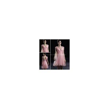 2011 Coniefox Pink V-Neck Evening Dresses Short Cocktail Dress 80893