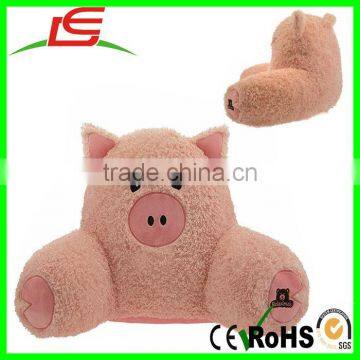 sturdy handle easy carrying plush Pig Kids Reading Pillow for recline