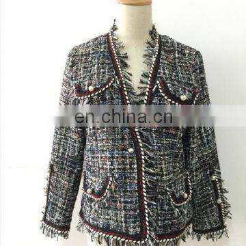 Ladies' Spring Long sleeves Box Suits Blazer Tweed Blazer