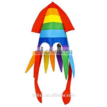 Fancy dress cheap Squid hats polyester funny rainbow sleeve-fish party hats for sale MFJ-0063