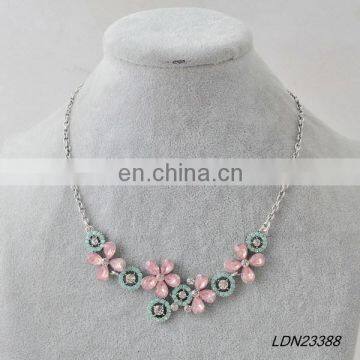 Pink and Green Crystal Statement Necklace