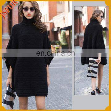 Top quality soft knitted sheep fur cape dresses knitted ladies cape