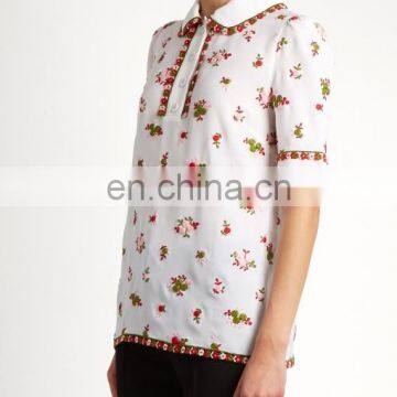 Wholesale Price Embroidered Short Sleeve Polo T-shirt For Women