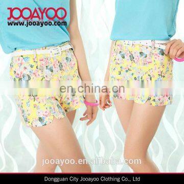 Hot girl women's flowers floral denim shorts flexible mini short pants trousers