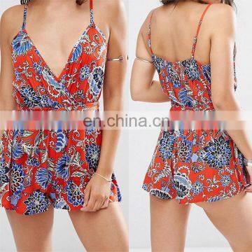 Party waer short floral wholesale custom evening ladies african print jumpsuits