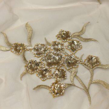 2017 Hot Sellng Polyester Beaded and Sequin Embroidered Lace Fabric for Women's Garments photo-3