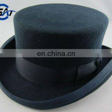 4" high crown Deadman Top hat with Satin lining, Felt mini top hat, 100 wool felt