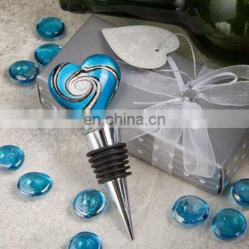 Blue Murano Heart Wine Bottle Stoppers