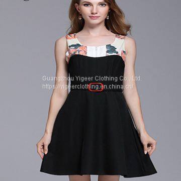 Black Sleeveless Midi Dress With Waist band