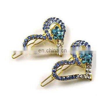 2013 newest fashion alloy heart rhinestone hair clip