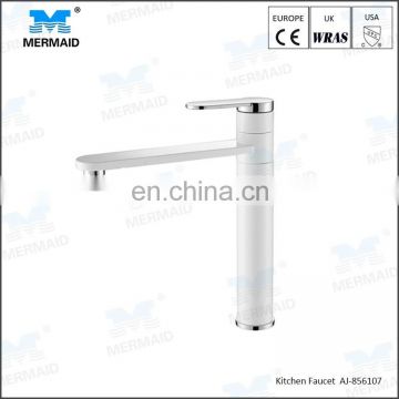 White Paint and chrome plated single handle rotatable Bathroom basin mixer kitchen faucet cold and hot water mixer taps