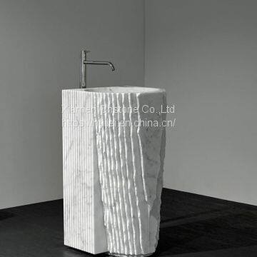 Carrara White Marble Pedestal Sinks,White Marble Wash Basins, Nature Stone Bathroom Sinks