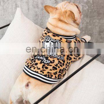 Cool Pet Fat Dog Leopard Print Jacket Bulldog Puppy Letter Clothes Small-breed Dog photo-5