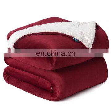 Manufacturer Red Soft Swaddle 100% Microfiber Sherpa Blanket For Winter Fleece