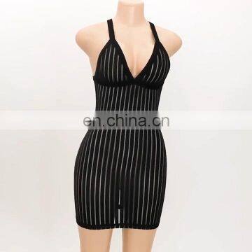 Lady Elegant Casual Mesh Women Party One Piece Sexy Sling Dresses