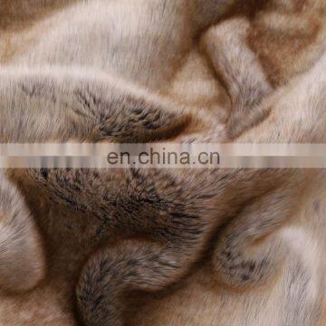 Luxury Fluffy Reversible Warm Tan Grey Printed Faux Fur Minky Fleece Throw Blanket photo-5
