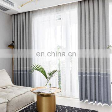 Good Quality Simple Style Cotton Linen Fabric Decorative Striped Home Textile Blackout Shade Curtain photo-2