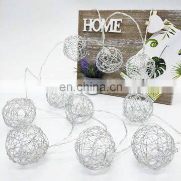 YIWO Holiday Decoration Christmas Led Light Silver Metal Ball Shaped String Lights Golden Fairy Lights For Home Party Decoration photo-6