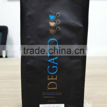 side gusset matte bag with valve for coffee bag