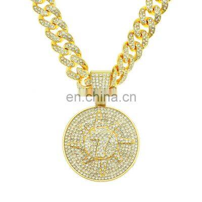 hiphop round shape pendant charms 14k gold plated tennis chain photo pendant