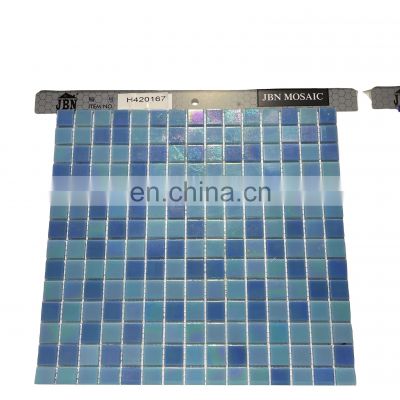 Factory supply Sky Blue Glass Mosaics bathroom and kitchen mosaic swimming pool tiles