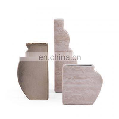 Nordic Hot Sale High Temperature Wood Grain Office Home Decor Ceramic Porcelain Vase photo-3
