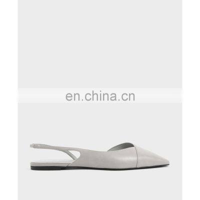 Ladies high fashionable flats cheap price high quality asymmetric with back elastic flat sandals shoes