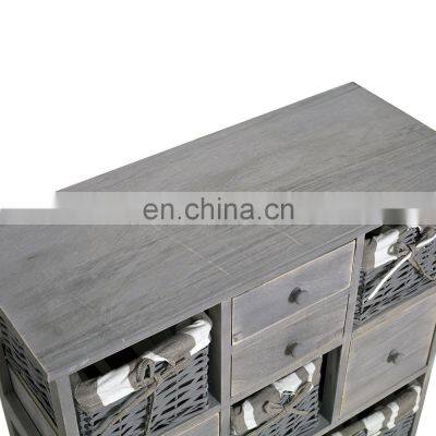 Home Wooden Frame Wicker Basket Drawer Storage Unit Cabinet Cupboards Organizer photo-3