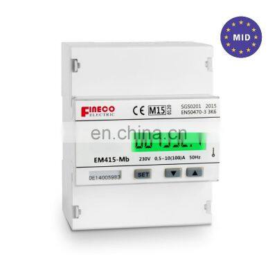 EM415-Mb 230V 10(100)A MID approved intelligent m bus meters single phase din rail kwh meter meter bus