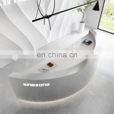 Luxury White Front Desk Counter Reception Desk Modern Solid Surface Hotel Beauty Salon Reception Desks photo-5
