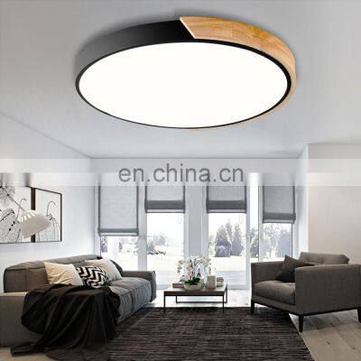 Wood LED Ceiling Light Lamp Living Room Lighting Fixture Surface Mount Round Ceiling Lights