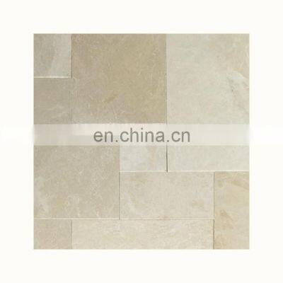 Tumbled French beige limestone patio paving pattern