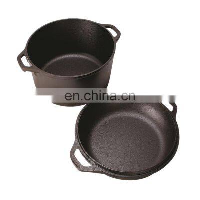 Seasoned Cast Iron Skillet Double Dutch Oven Set