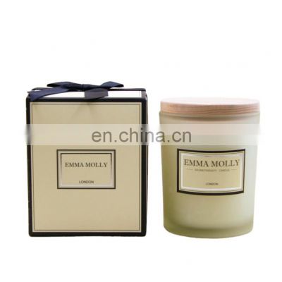 High quality luxury custom logo candle packaging  with ribbon white cardboard box