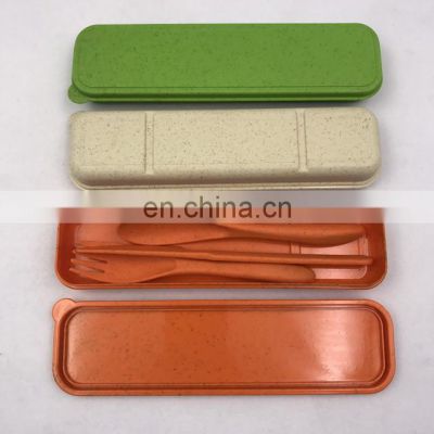 Eco-friendly Wheat Straw Material Portable Travel Plastic Cutlery Set