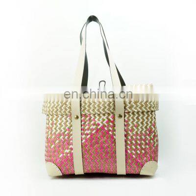 Handmade Straw Seagrass Handbag With Lid Natural 100% Nature Straw Woven Tote Bag High Quality Wholesale