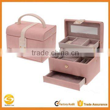 OEM pink leather display case for jewelry, high quality Jewelry display box, pink leather jewelry box custom logo