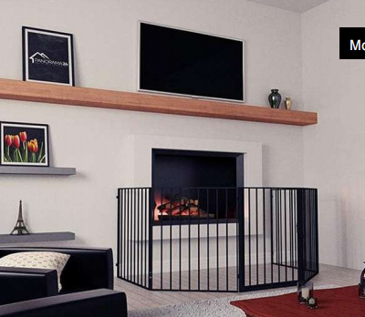 Iron adjustable fireplace fence