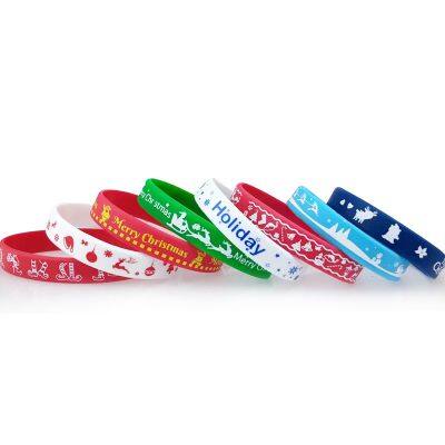 Free Sample Promotional Festive Durable Customized Christmas Silicone Bracelets Perfect for Christmas Holiday photo-4