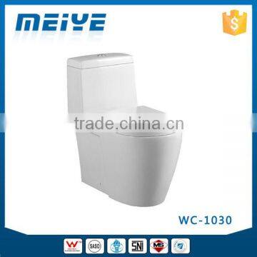 WC-1030 One-Piece P S Trap Toilet with Geberit or R&T Flush Valve & Soft Closing Cover Ramp Down, Water Closet Toilet Bowl