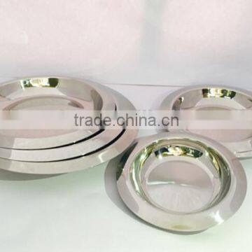 Stainless steel Deep round Mirror dish Plate