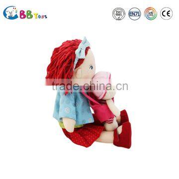 ICS Certified Factory Gold Supplier Plush Toys a Mom With Red Hair Plush Soft Dolls Toys for Baby