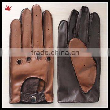 brown back black palm men wearing fashion new style driving leather glove                        
                                                Quality Choice