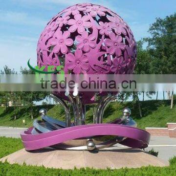 Stainless steel purple decorative nice ball for outside sculpture