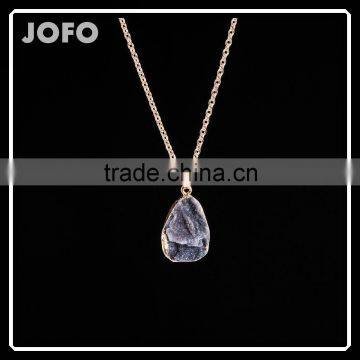 New Arrival Colorful Natural Stone Pendant Women Druzy Gold Chain Agate Necklace SMJ0124