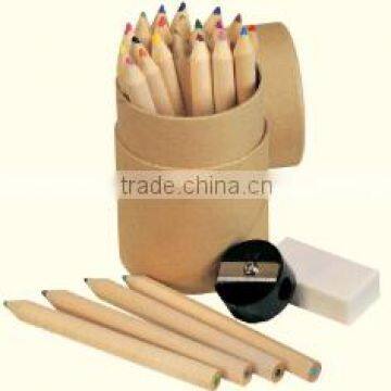 Professional factory supply natural wooden colour pencil crayon tube set