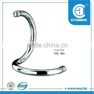 S shape glass door handle, stainless steel glass door pull handle,stain finish door handle