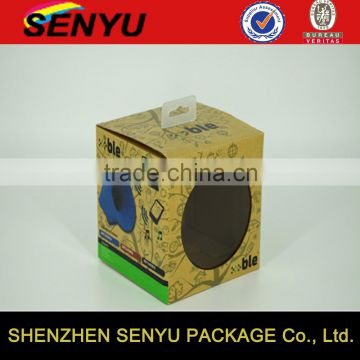 creative design & high-quality, wireless speaker brown kraft paper packaging box with clear PVC window