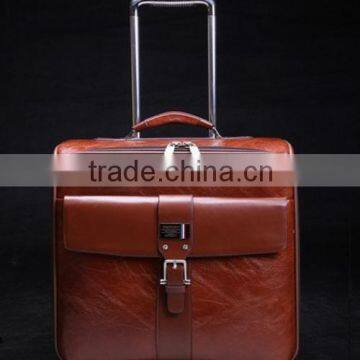 2016 Online shopping genuine leather luggage bags waterproof heavy duty friendly top-class travel trolly bags