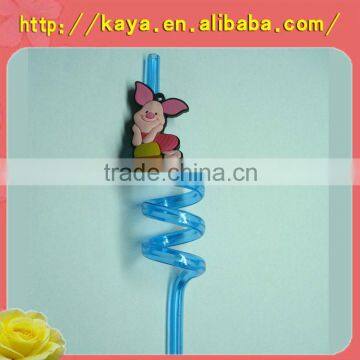 Reusable plastic animal drinking straw